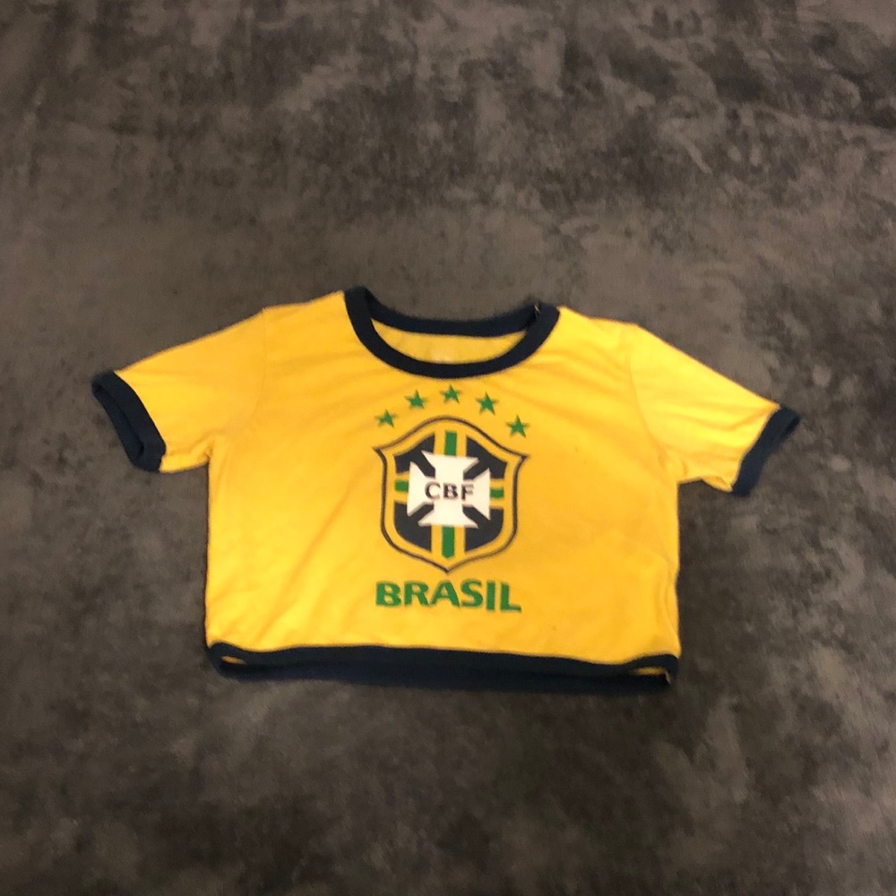 Yellow Brasil crop top shirt